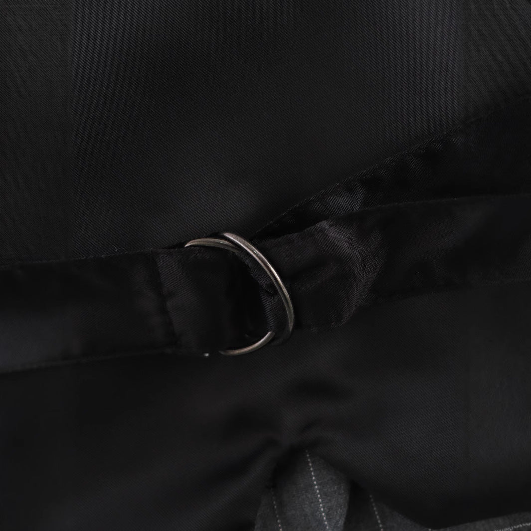 Women Tailored Pinstripe Waistcoat with Lapel-less Silhouette and Welt Pockets Chichicherry