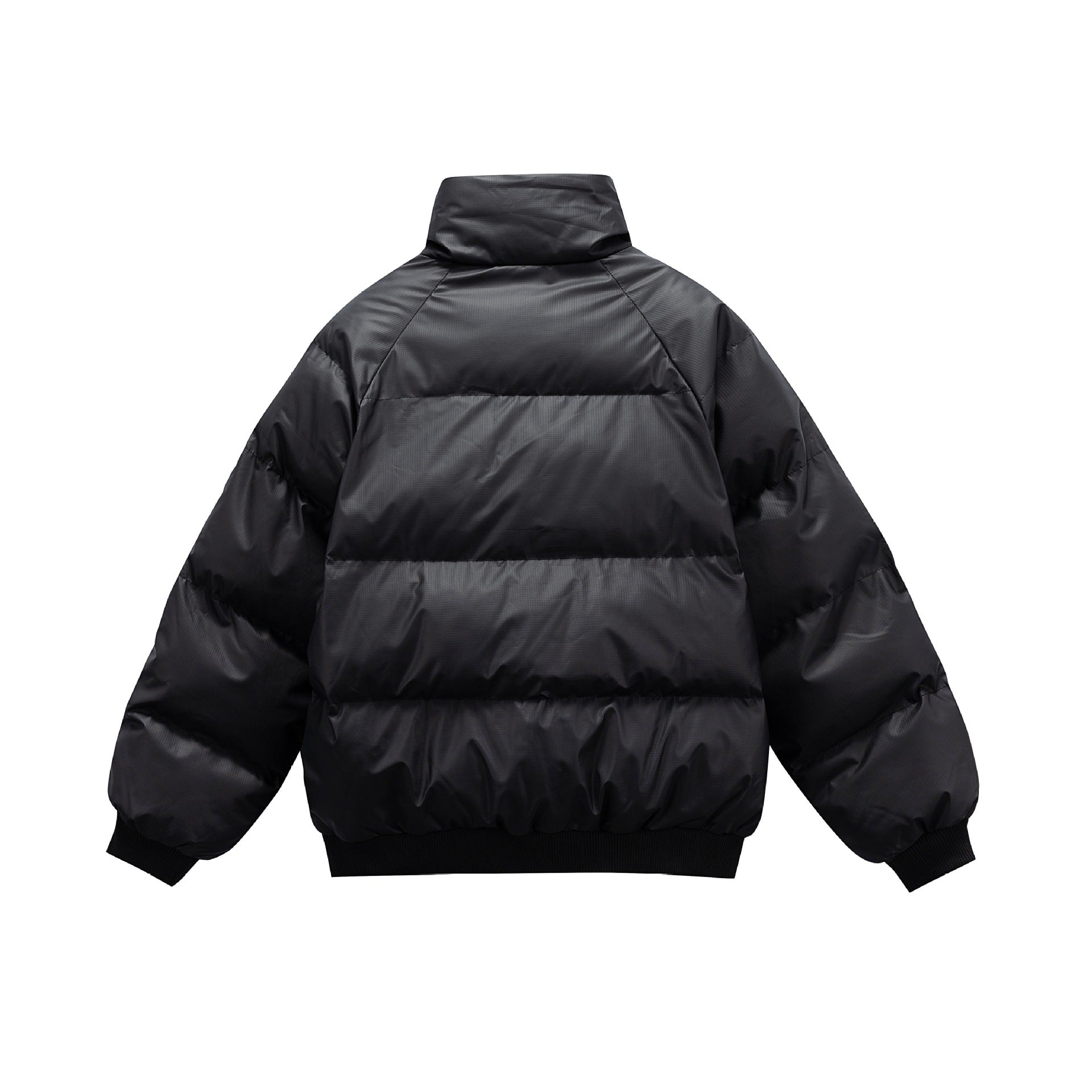 Women's Oversize Quilted Jacket with High Stand-up Collar and Ribbed Cuffs Chichicherry