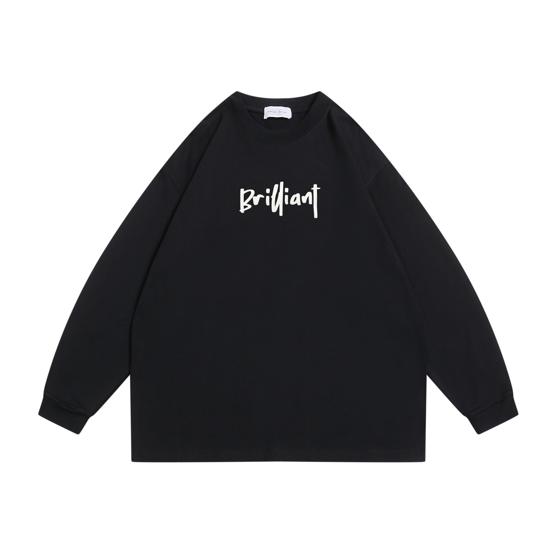 Unisex Oversized Sweatshirt with Front Print 'Brilliant', Raglan Sleeves and Ribbed Crew Neck Chichicherry