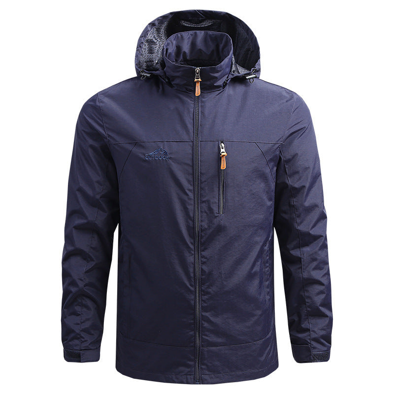 Men's Lightweight Breathable Outdoor Jacket with Hood, Chest Zip and Wind-Resistant Shell Chichicherry