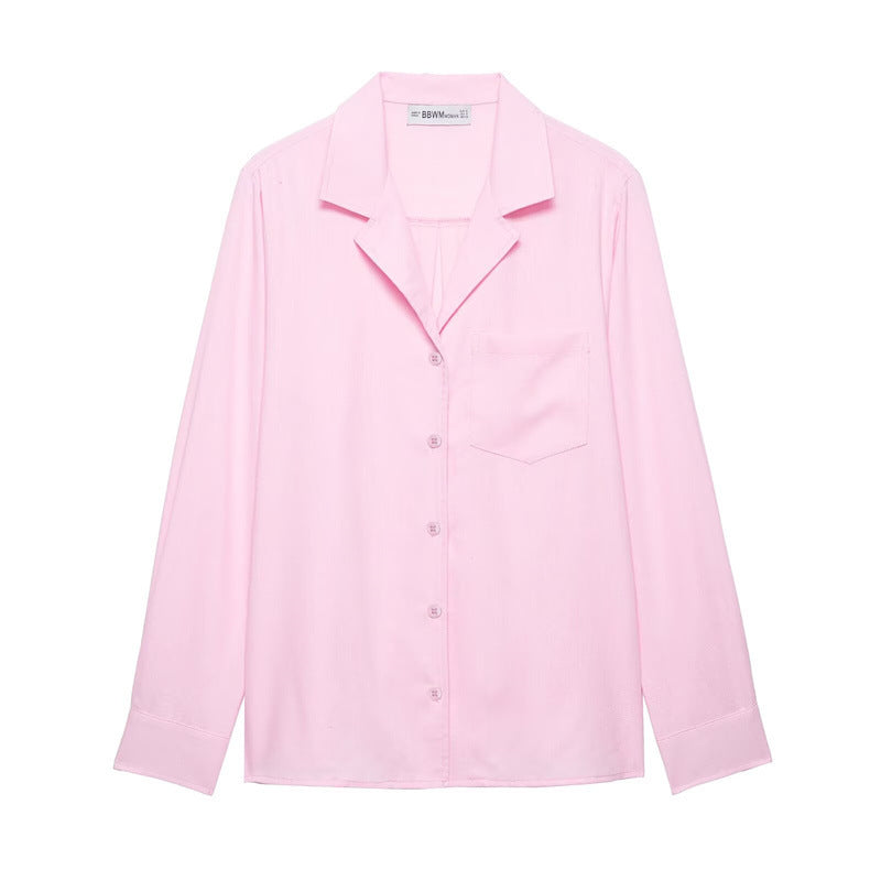 Men's Relaxed-Fit Long Sleeve Shirt with Notched Collar and Chest Pocket Chichicherry
