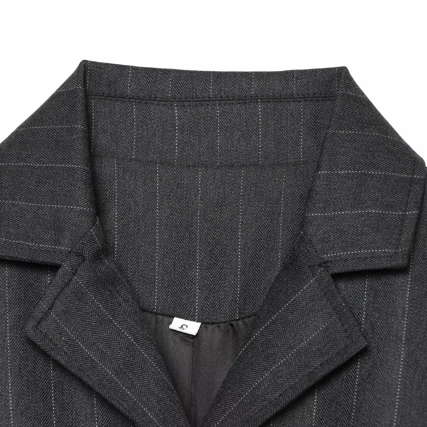 Women's high-waisted pleated trousers with stripes and decorative flap Chichicherry