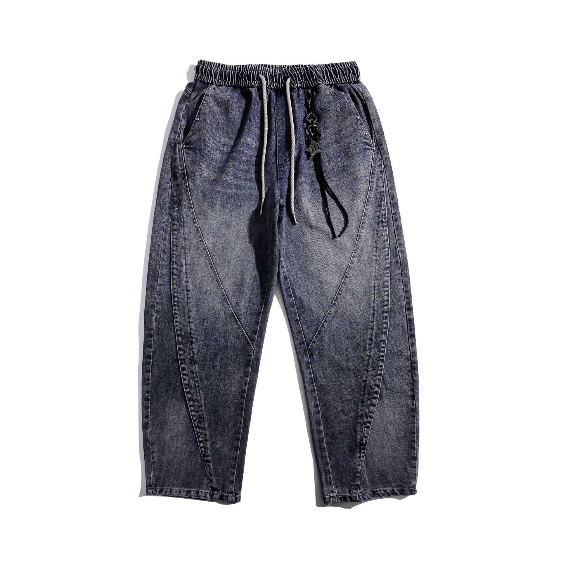 Ladies Jeans Jogger with elastic waistband, decorative seams and carabiner detail Chichicherry