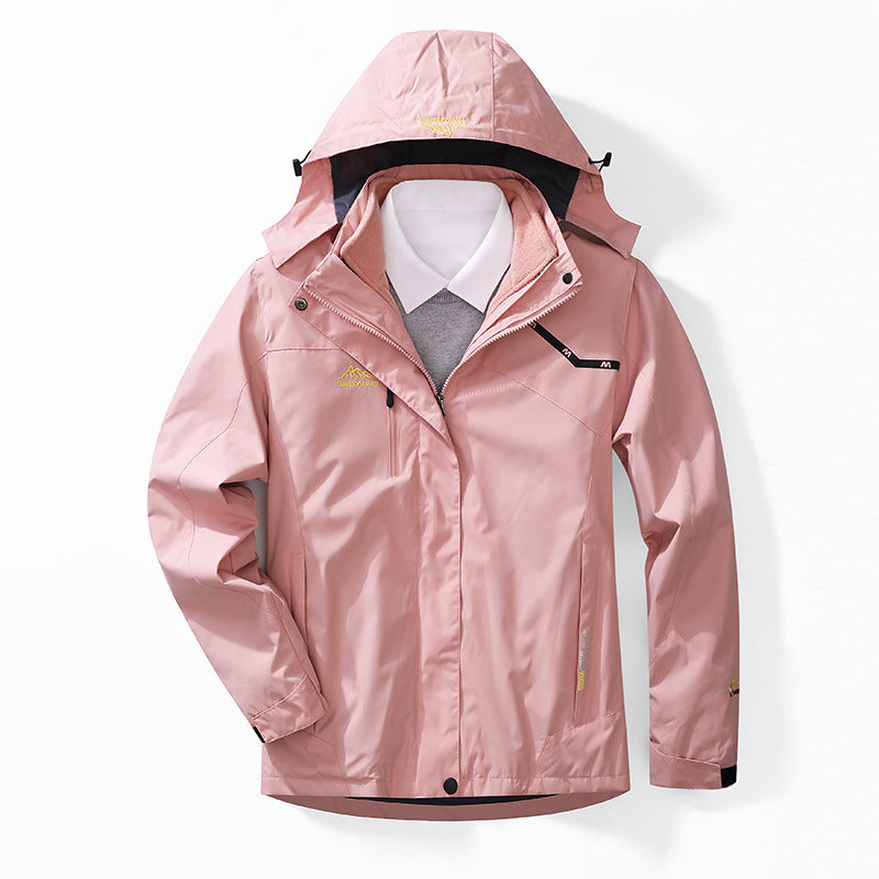 Men's two-layer waterproof outdoor jacket with fleece collar and hood Chichicherry