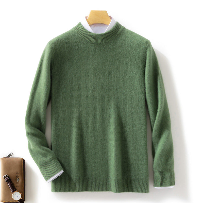 Men's fine knit pullover with a short stand-up collar, textured vertical ribbing, and slim fit Chichicherry