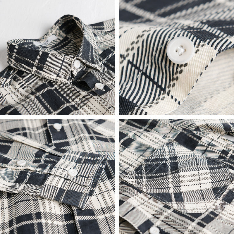 Men's Rustic Check Over Shirt made of soft cotton flannel with a patch chest pocket Chichicherry