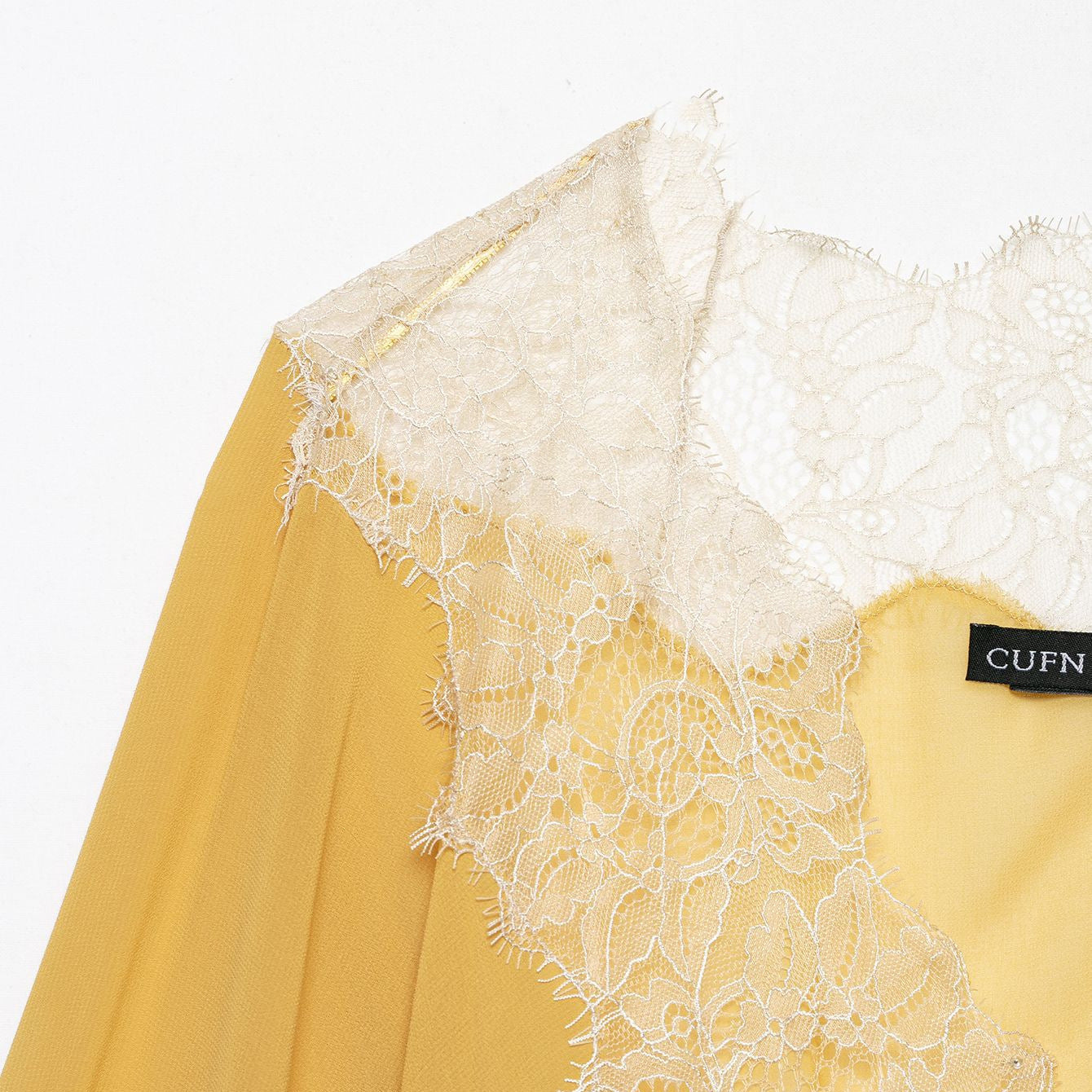 Women's Transparent Chiffon Overlay Blouse with Lace Trim and Ties Chichicherry