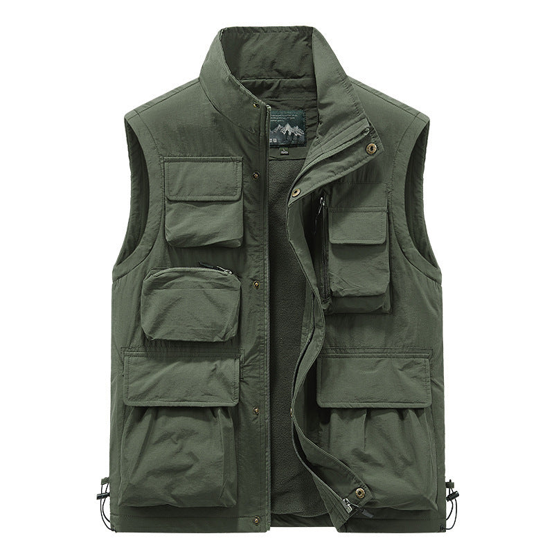 Men's multifunctional outdoor vest with teddy fleece lining and numerous pockets Chichicherry