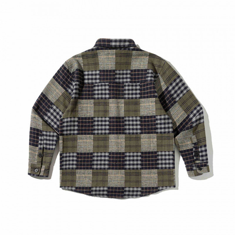 Unisex Checked Overshirt in Boxy Cut made of Brushed Flannel with Patch Chest Pocket Chichicherry