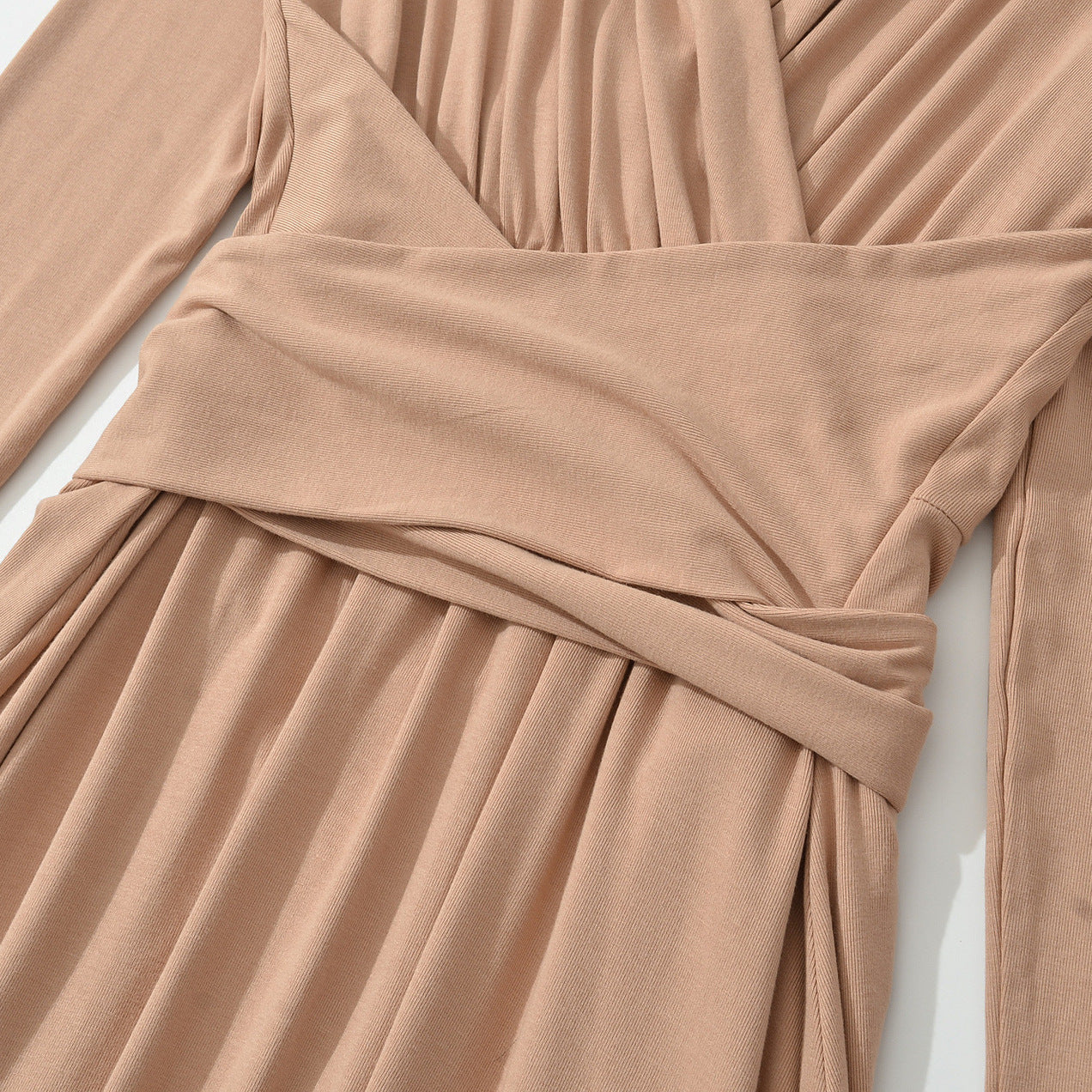 Women's Maxi Wrap Dress with Tailored Wrap Section and Long Sleeves Chichicherry