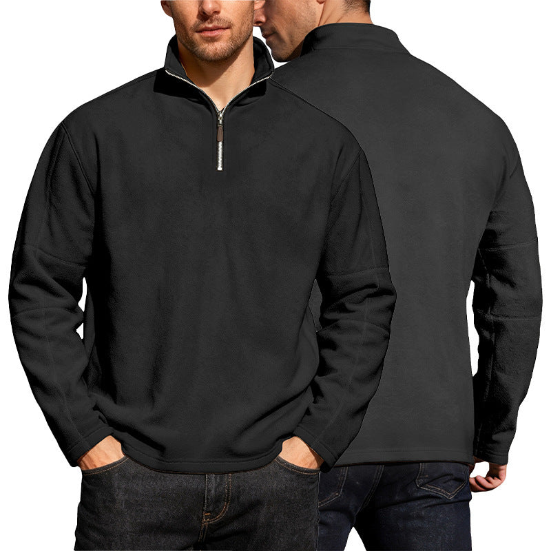 Men's Thermo Fleece Half Zip Pullover with Stand-up Collar Chichicherry