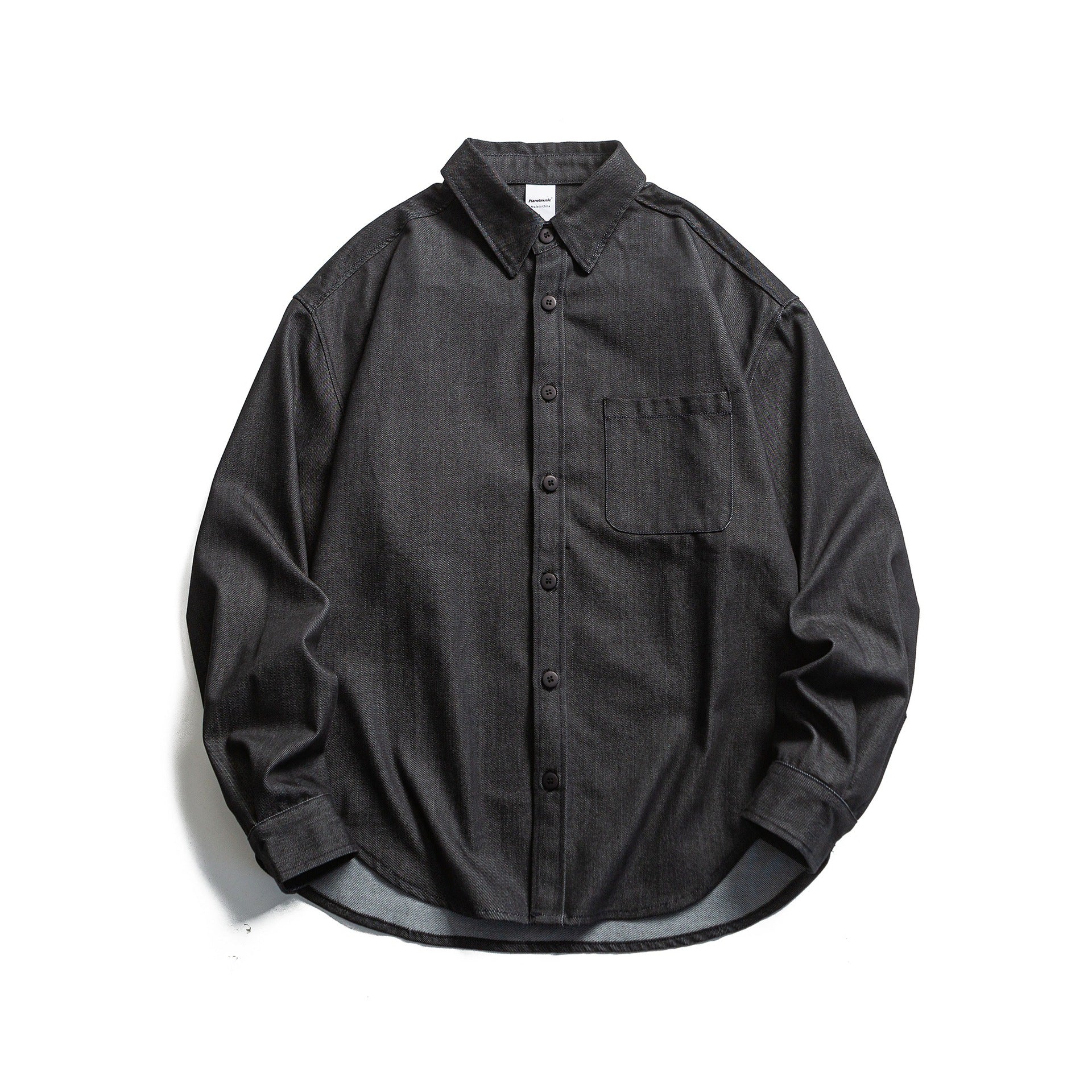 Men's Boxy Shirt Jacket made of sturdy twill with rounded hem Chichicherry