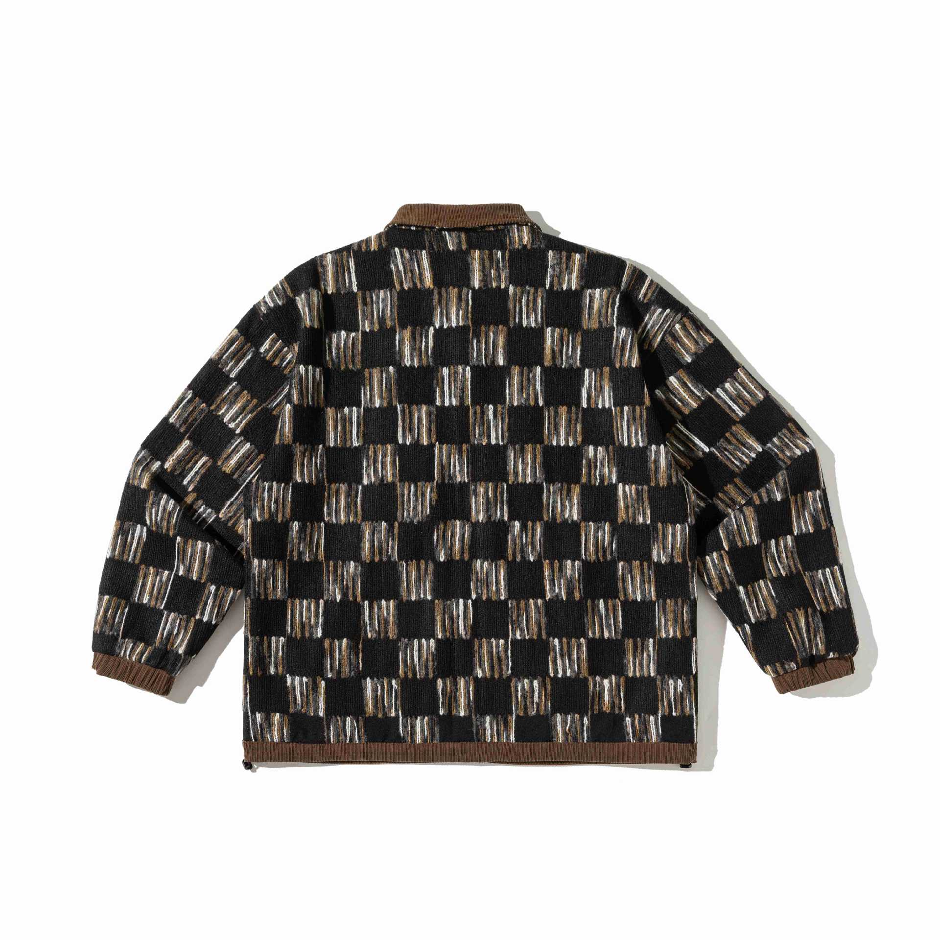 Men's patterned wool blend overshirt jacket with cord collar and flap pockets Chichicherry