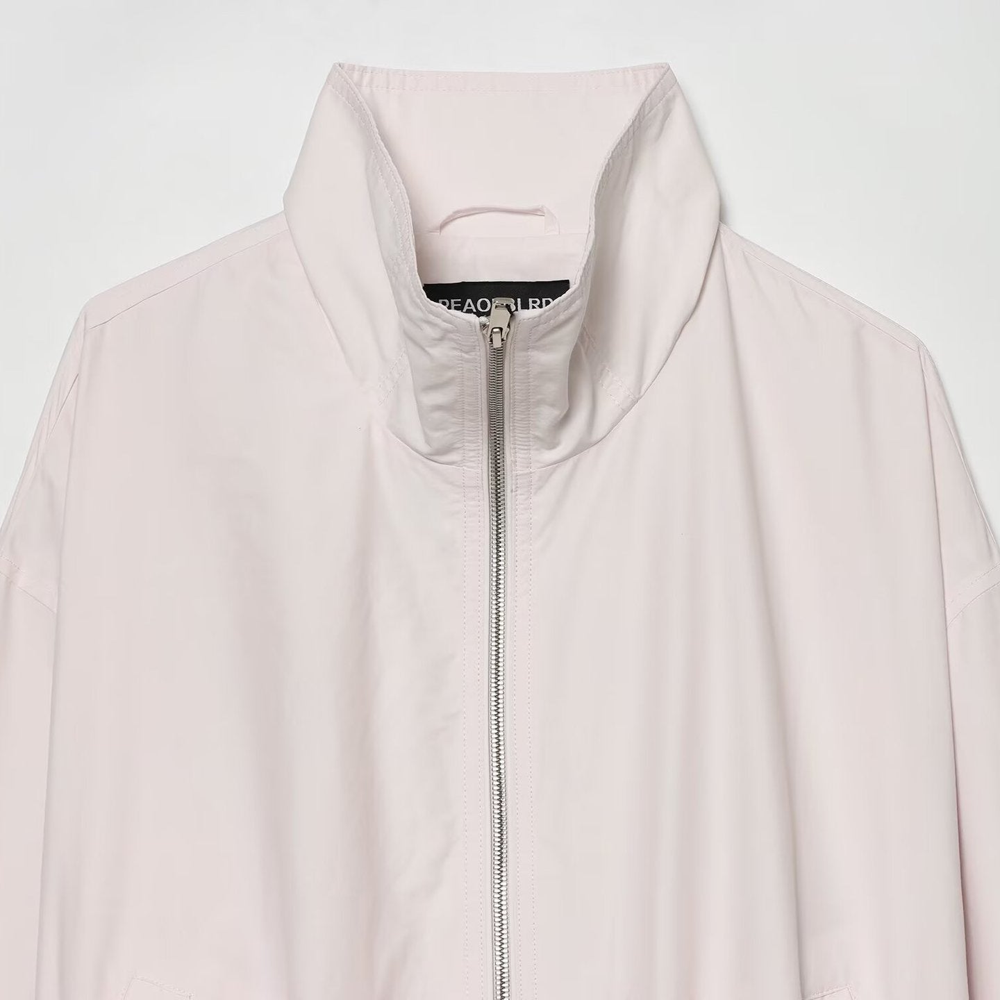 Women Cropped Boxy Transitional Jacket with High Funnel Neck and Two-Way Zipper Chichicherry