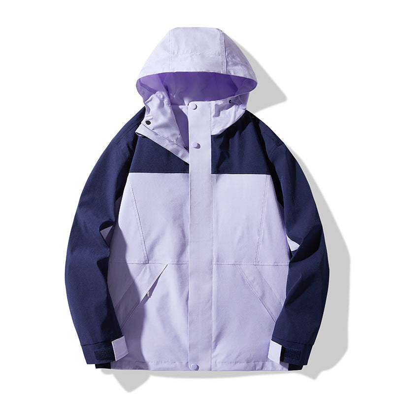 Men's Technical Colorblock Softshell Rain Jacket with Adjustable Hood Chichicherry