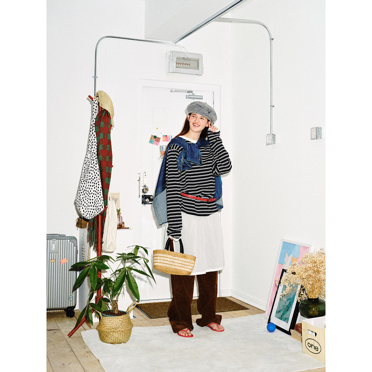 Unisex Striped Long Sleeve Shirt in Breton Style with Contrasting Ribbed Collar and Relaxed Fit Chichicherry