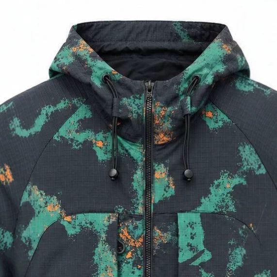 Men's Technical Camouflage Outdoor Jacket with Hood, Ripstop and Multifunctional Pockets Chichicherry