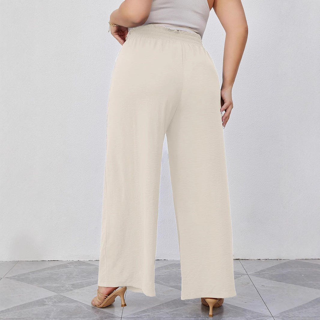 Women's Wide Culottes in Linen Look with Paperbag Waist, Tied Belt and Side Pockets Chichicherry