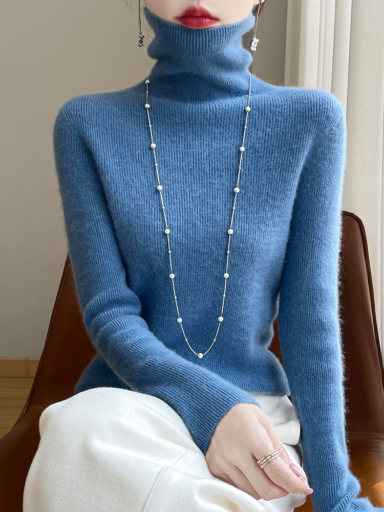 Ladies Slim Fit Fine Knit Roll Neck Sweater with Extra Fine Plush Finish Chichicherry