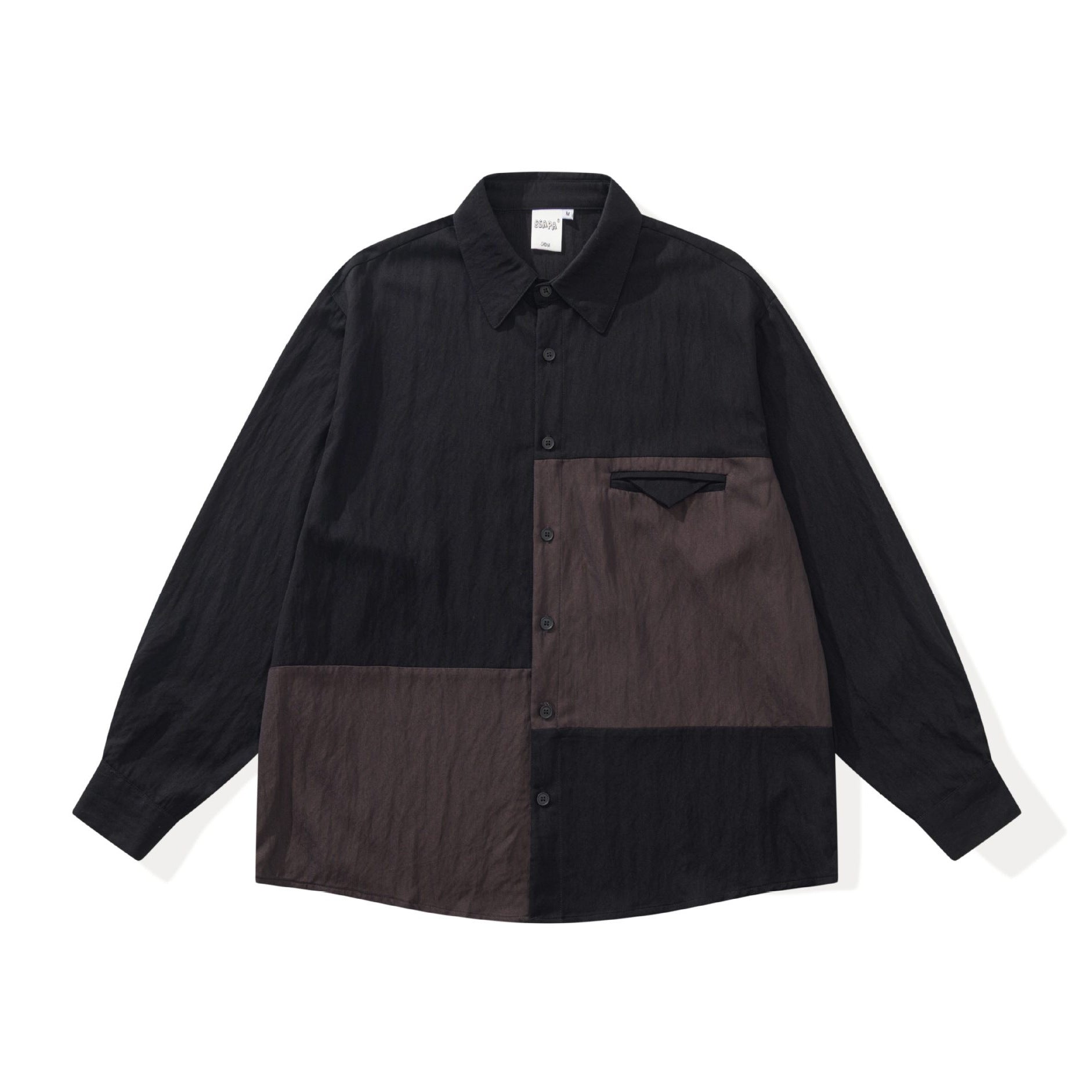 Unisex Oversized Shirt Jacket in Patchwork Design Chichicherry