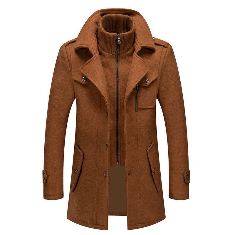 Men's Wool Blend Overcoat with Removable Quilted Inner Jacket Chichicherry