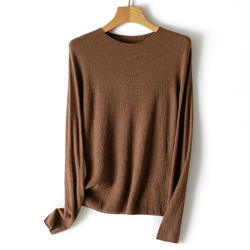 Women's fine knit long sleeve with round neck and light texture Chichicherry