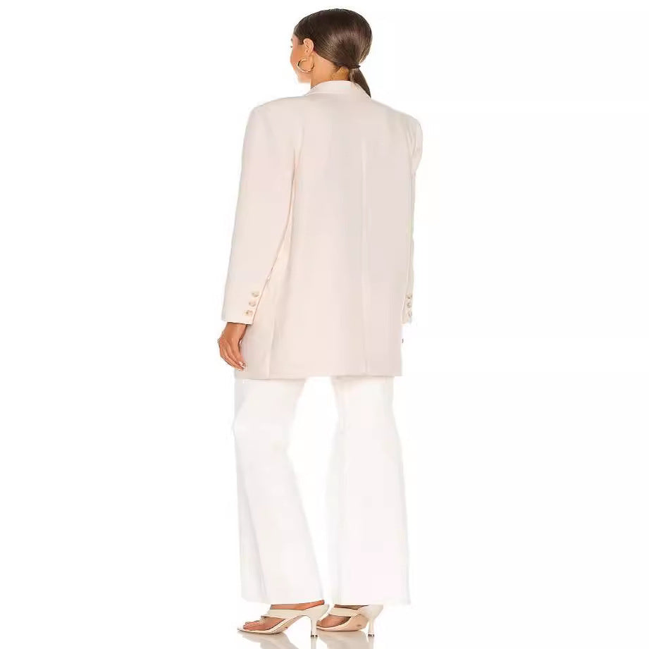 Women's Longline Oversized Blazer in Double-Breasted Tailoring with Extended Cut Chichicherry