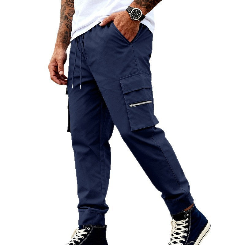 Men's cargo joggers with elastic waistband, drawstring and zippered pockets Chichicherry