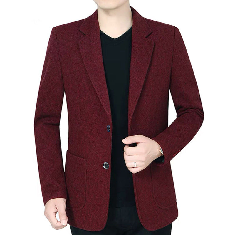 Men's Tailored Wool Blend Blazer in Casual Style with Patch Pockets Chichicherry