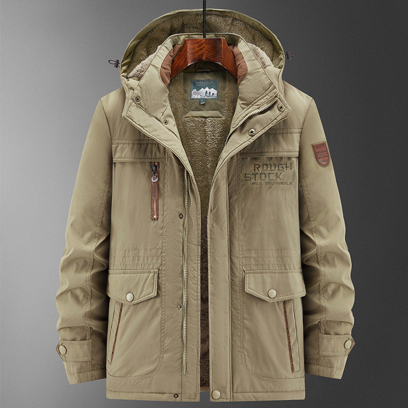 Men's Robust Padded Field Parka with Teddy Lining, Hood, and Multi-functional Pockets Chichicherry