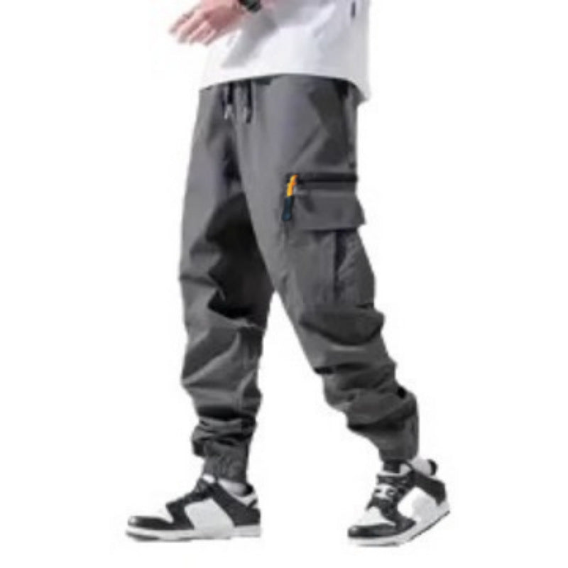 Men's Technical Cargo Jogging Pants with Zip Pockets, Drawstring and Elastic Ankle Cuffs Chichicherry