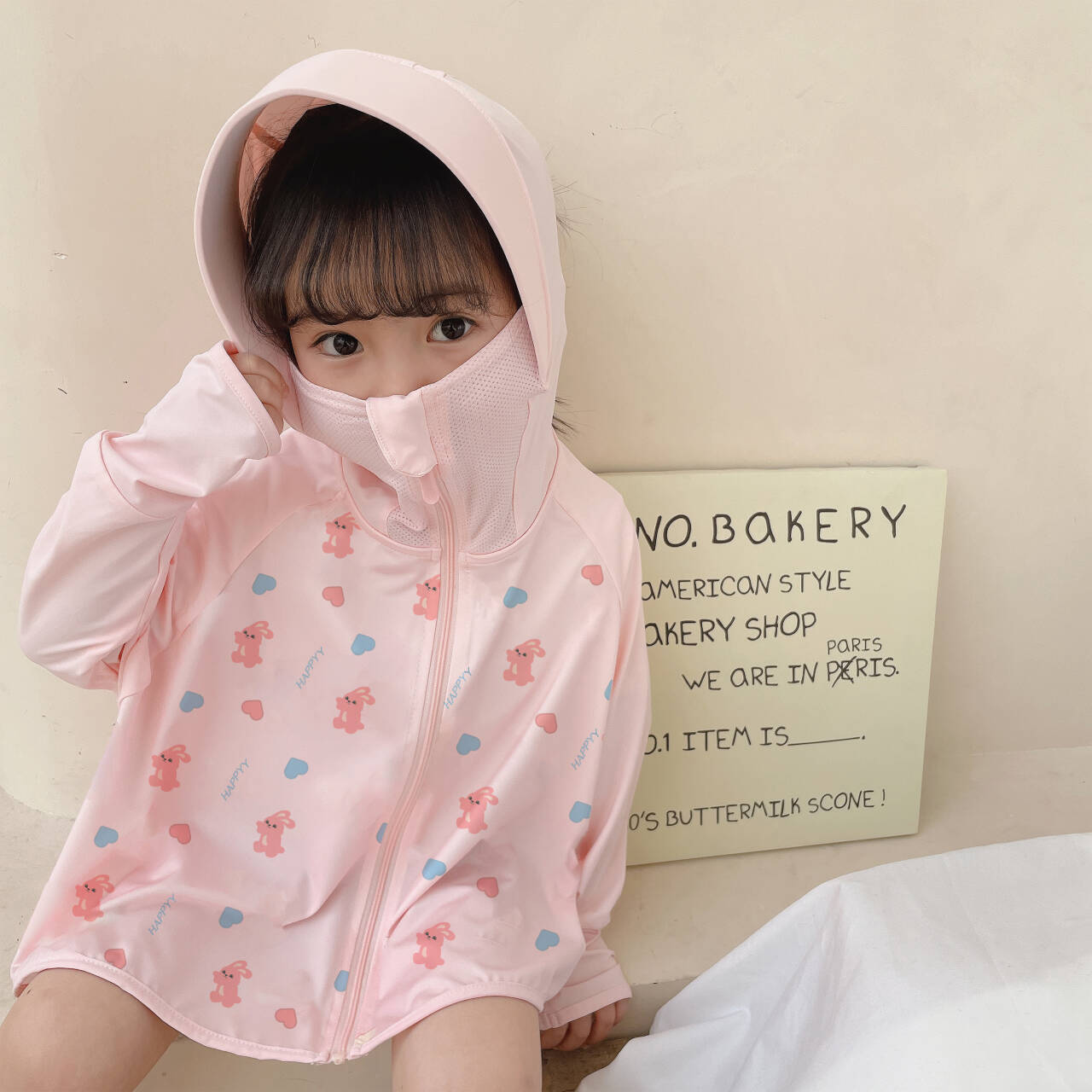 Girls transition jacket with hood and cute animal motif Chichicherry