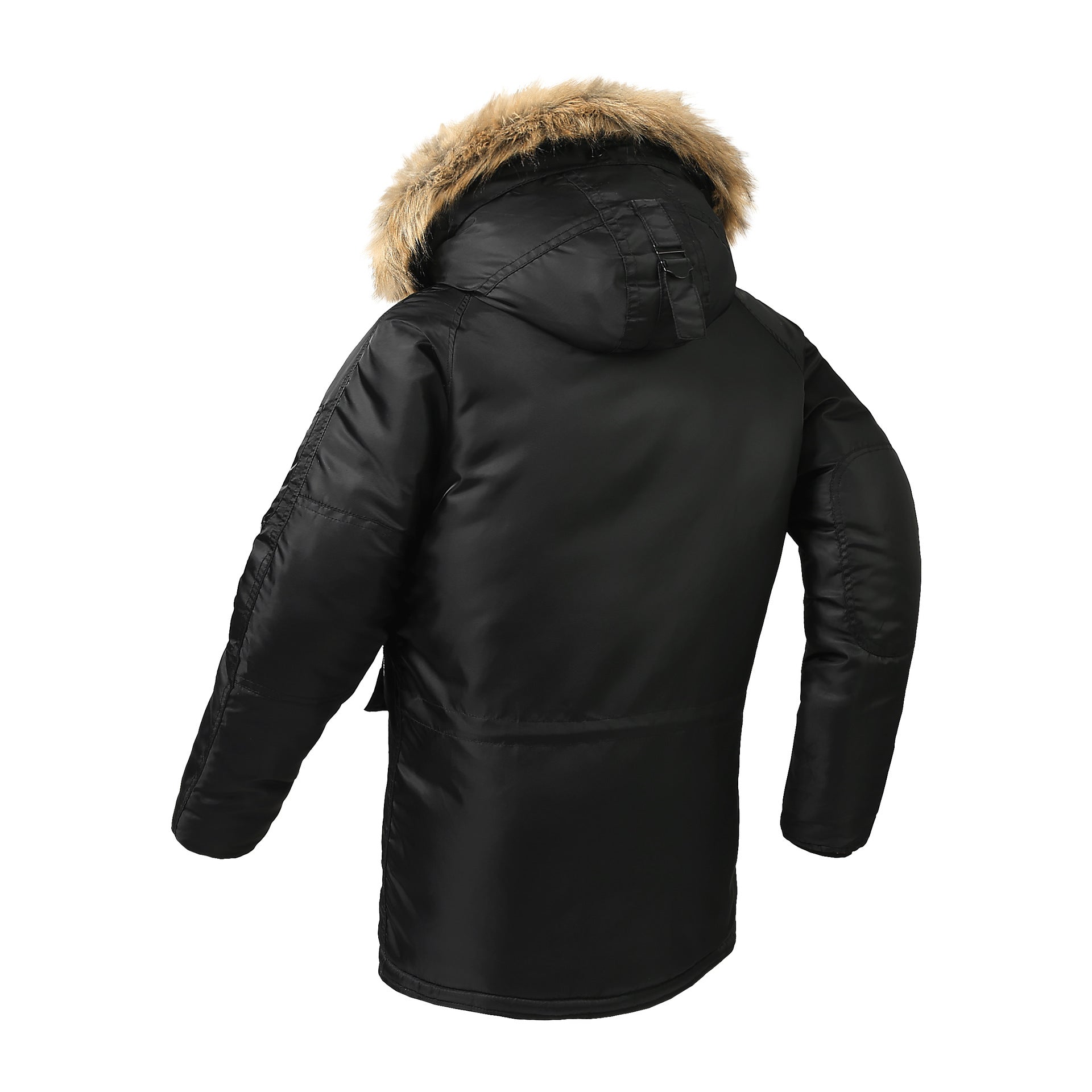 Men's longer thermal insulated parka with faux fur hood and utility pockets Chichicherry