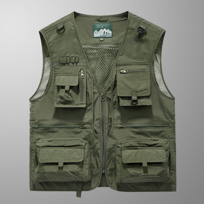 Men's multifunctional fishing and utility vest with mesh inserts and multiple pockets Chichicherry