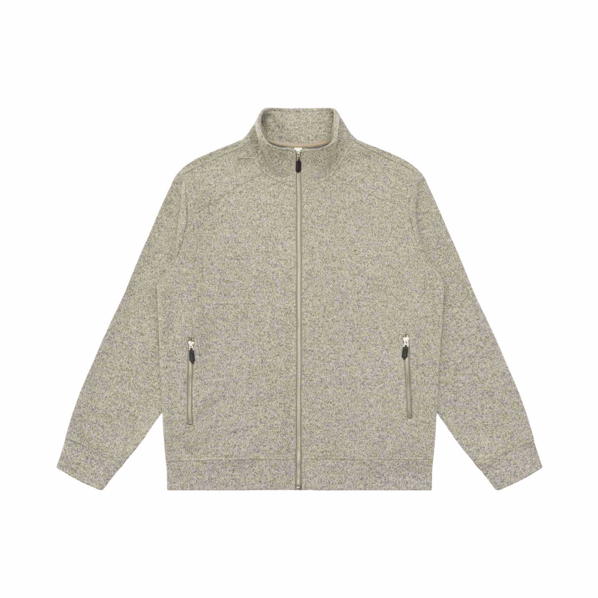 Women's zip jacket made of mottled teddy fleece with stand-up collar and zip pockets Chichicherry