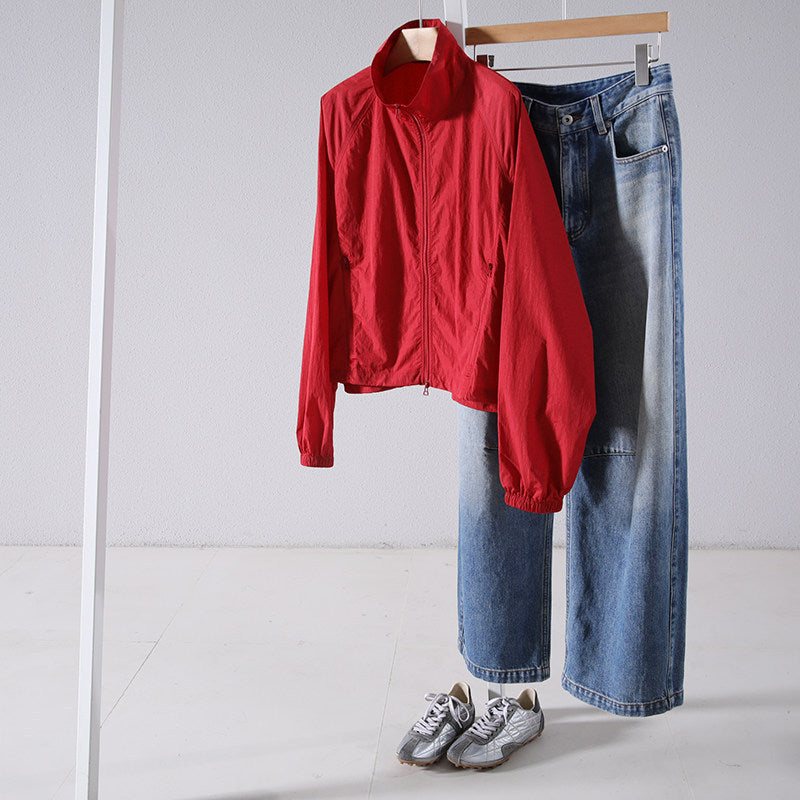Women Athletic Jacket with High Collar Chichicherry