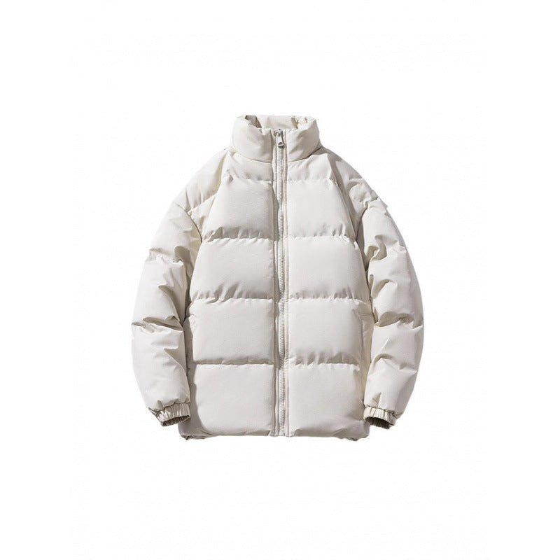 Unisex Lightweight Padded Down Look Puffer Jacket with Stand Collar and Two-Way Zipper Chichicherry