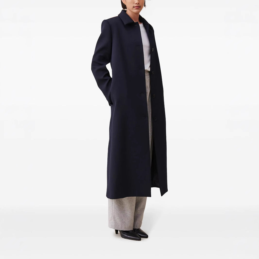 Women's longer minimalist coat with straight cut and shirt collar Chichicherry