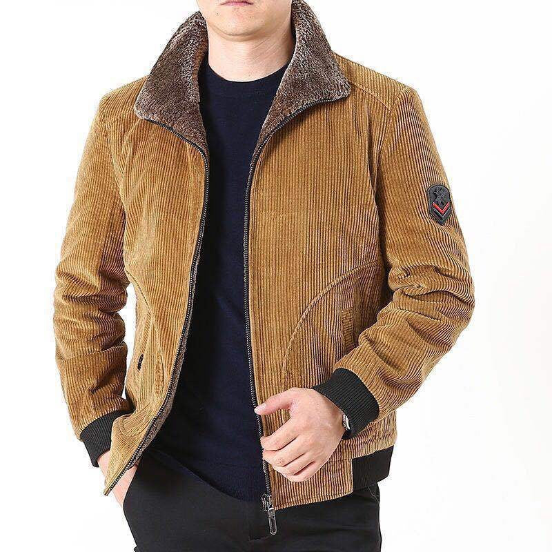 Men's corduroy blouson with sherpa collar, zipper and utility pockets Chichicherry