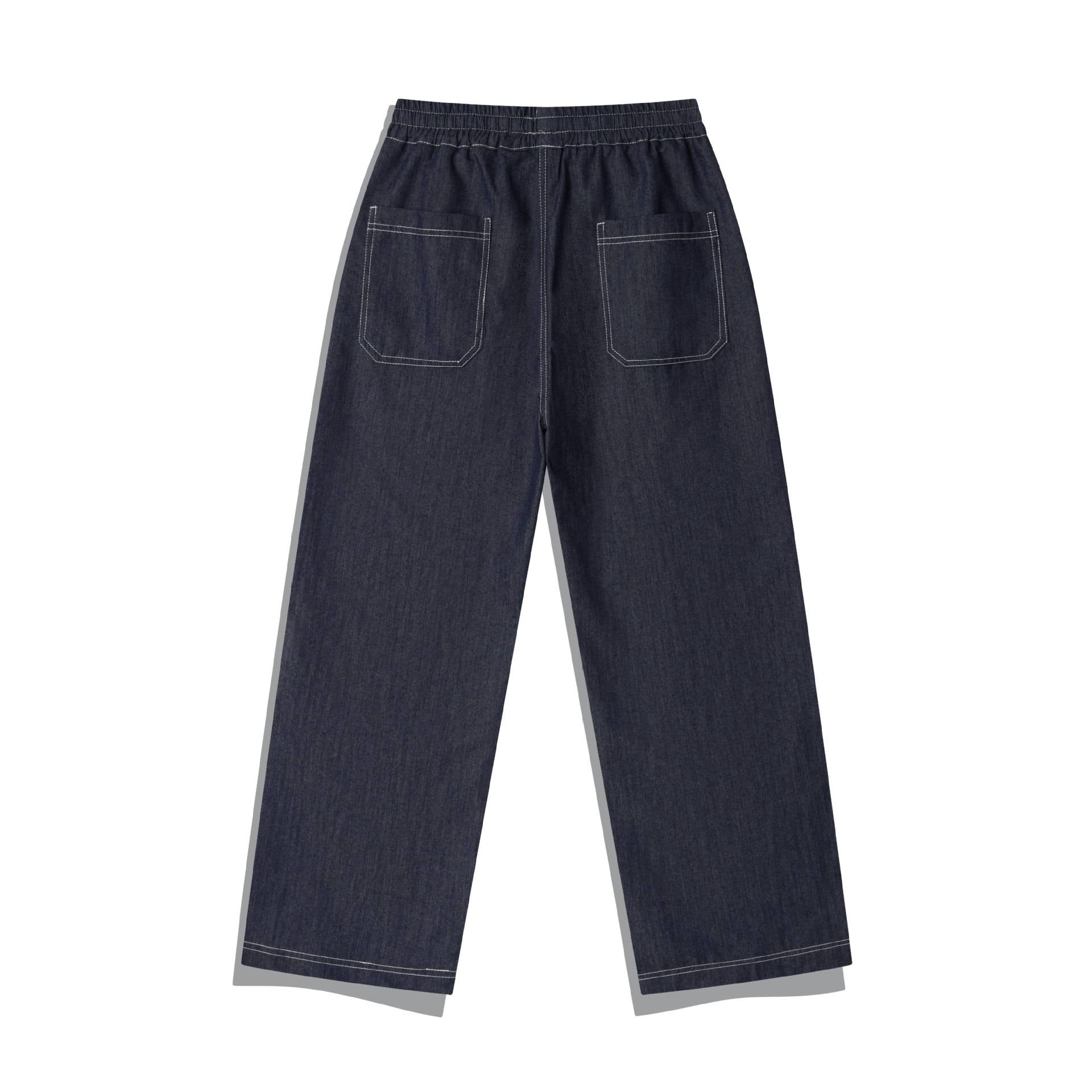 Women Wide Denim Cargo Culotte with Elastic Waistband and Contrast Stitching Chichicherry