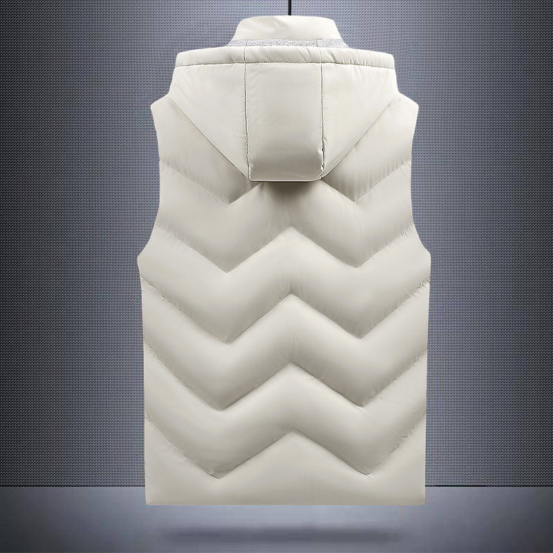 Men's quilted vest with hood, windproof outer shell and high collar Chichicherry