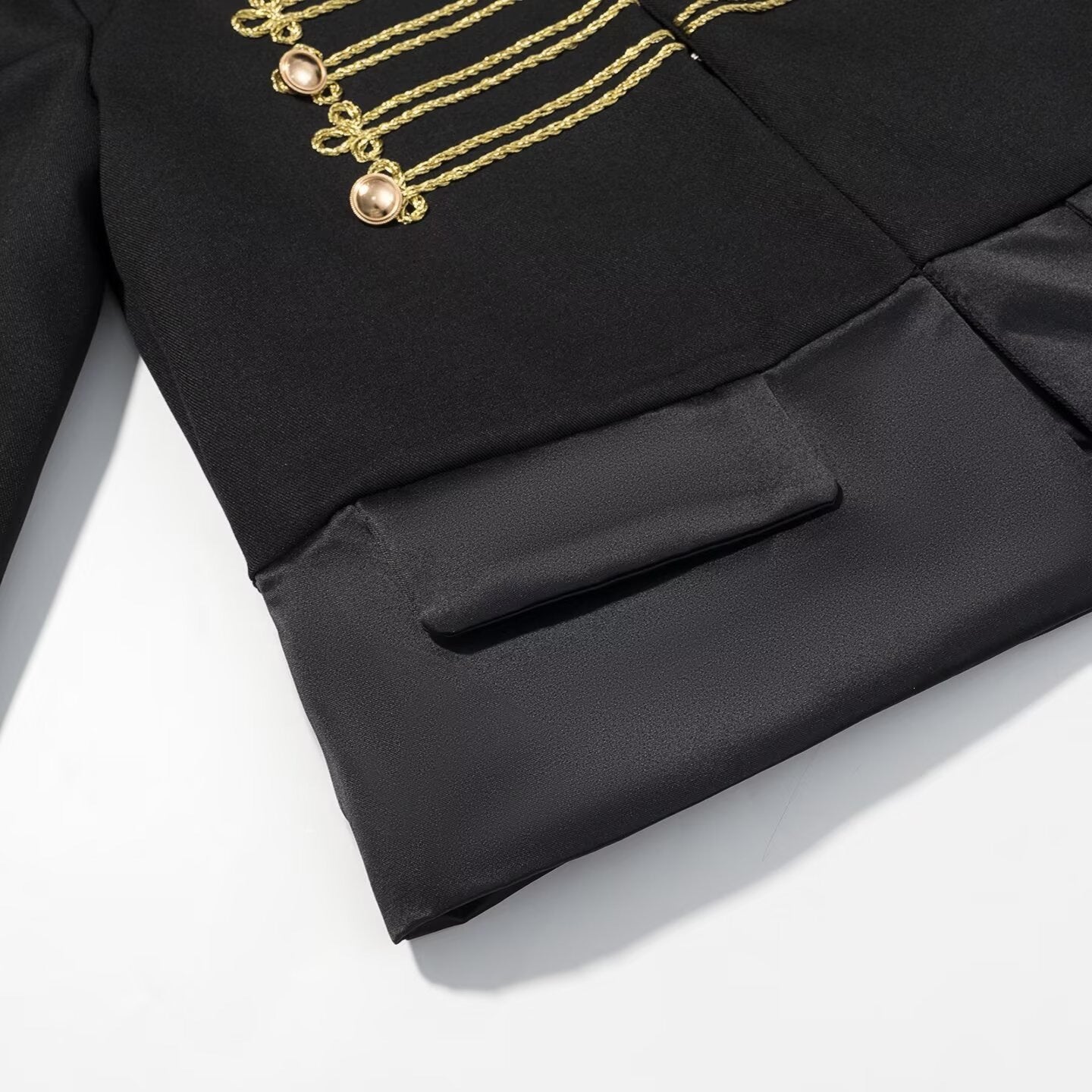 Ladies short parade jacket in uniform style with decorative cords and flap pockets Chichicherry