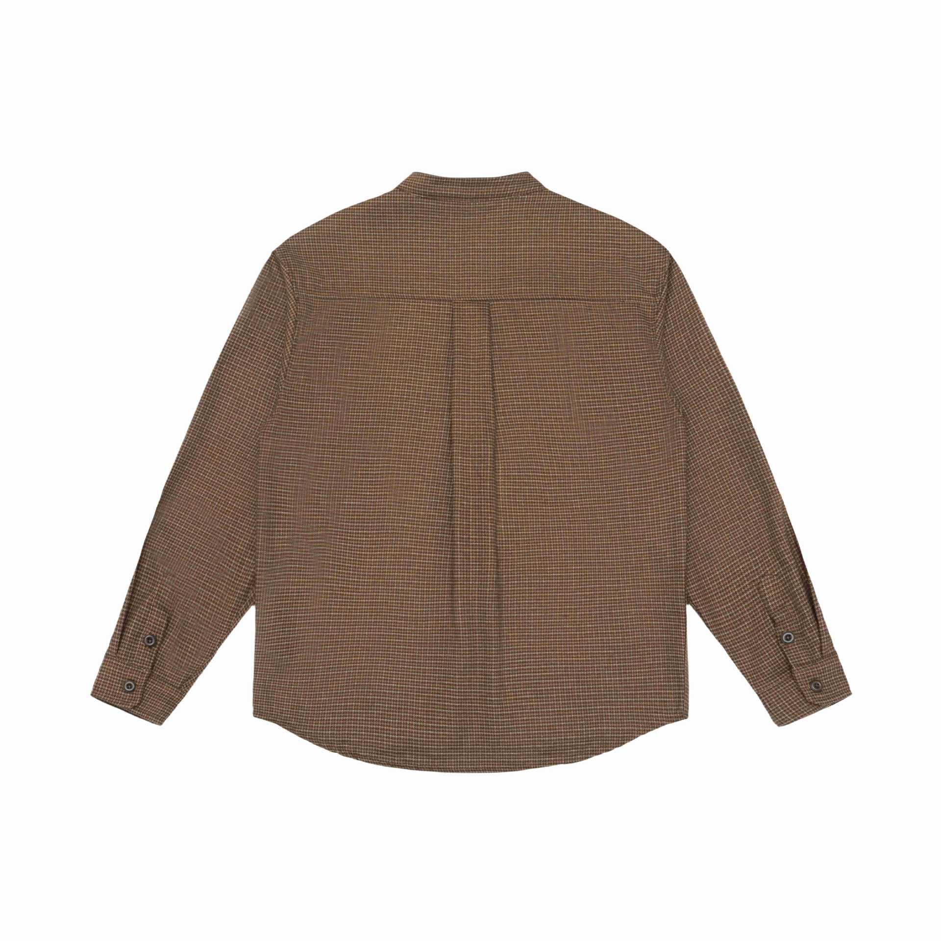 Unisex Oversized shirt jacket with stand-up collar, Glen check pattern and rounded hem Chichicherry