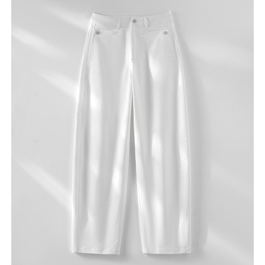 Women High-Rise Wide-Leg Trousers made of Flowing Viscose Blend with Creases and Side Pockets Chichicherry