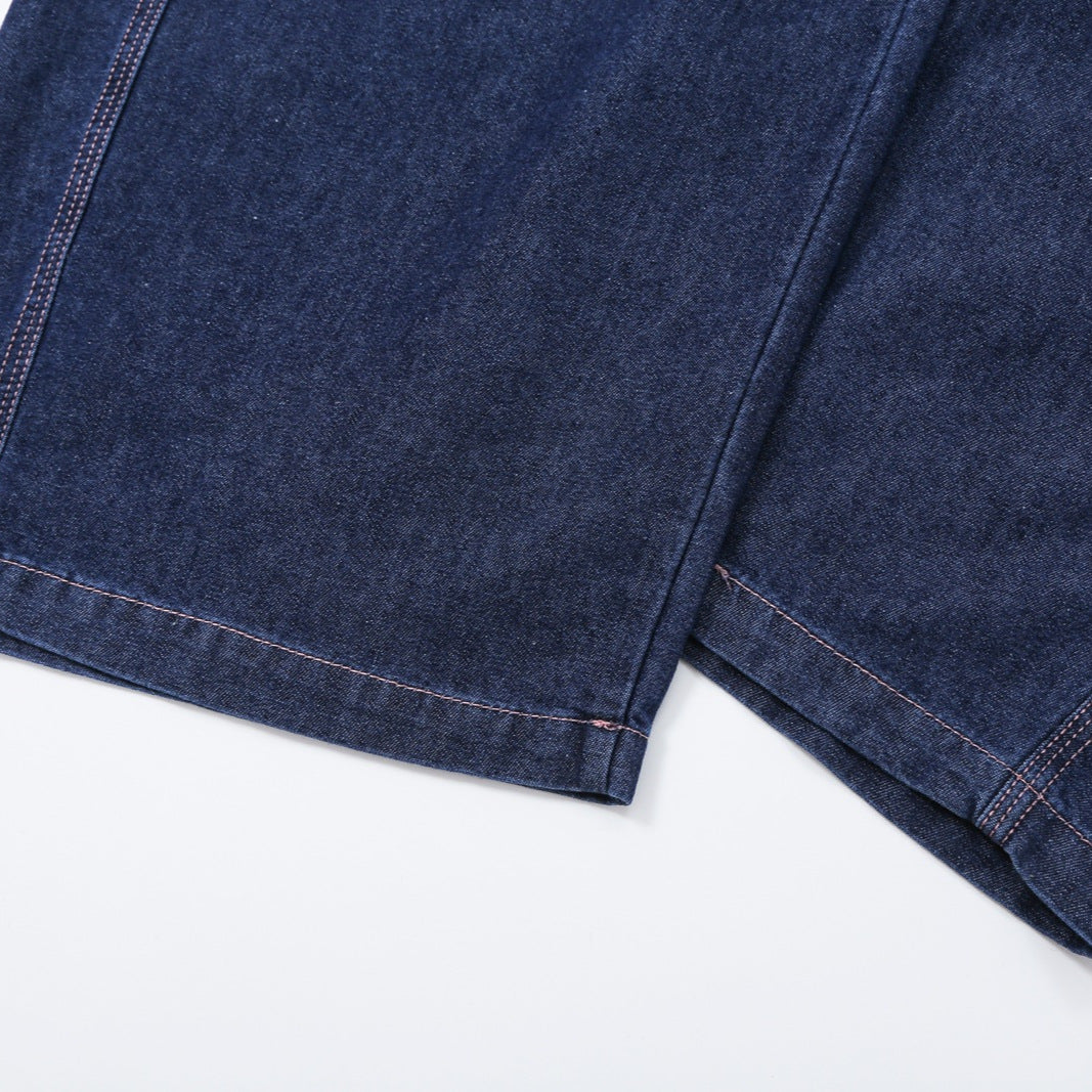 Women's High-Waist Wide Denim Pants with Distinct Side Seam and Retro Silhouette