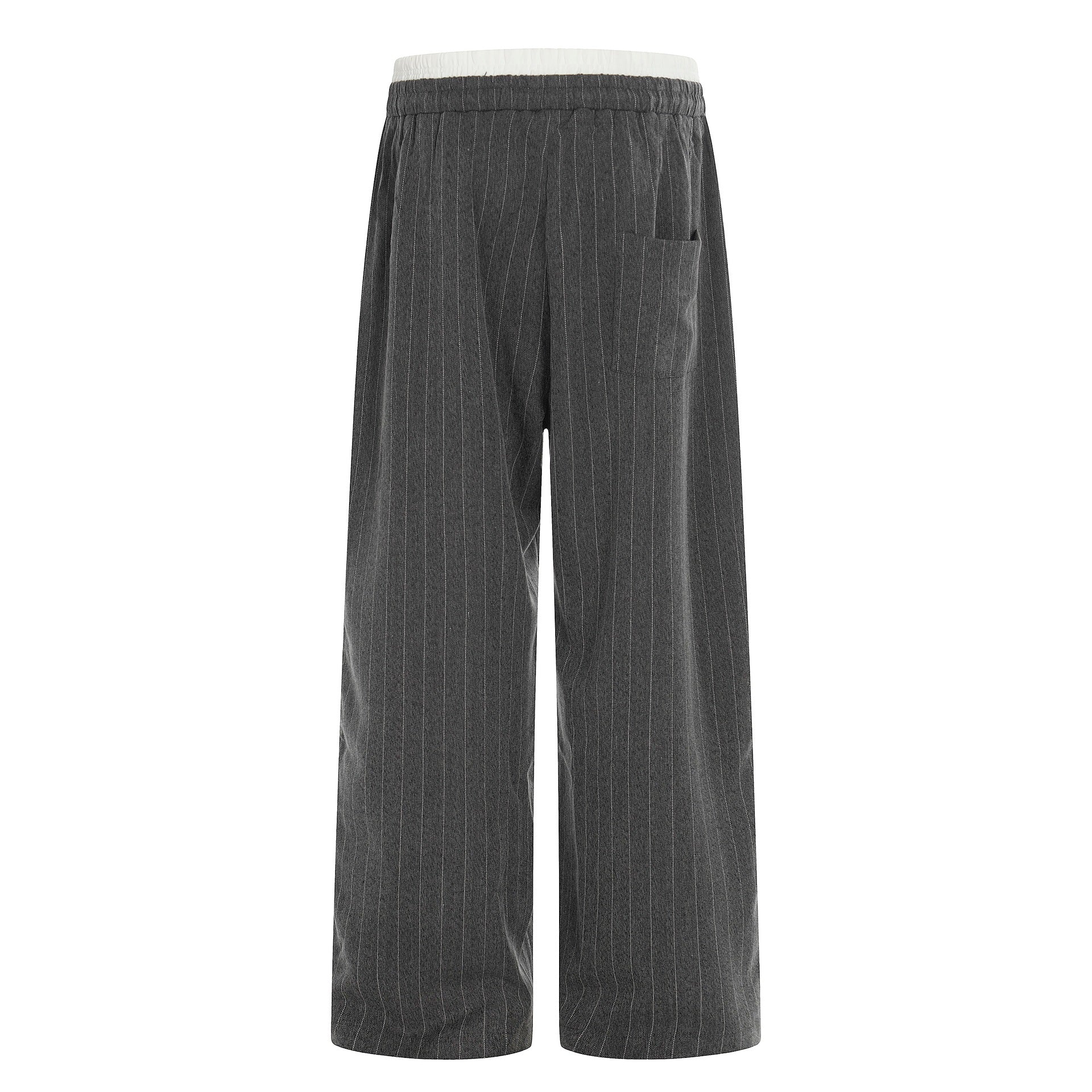 Women's Wide Pinstripe Culotte Pants with Elastic Waistband and Drawstring Chichicherry