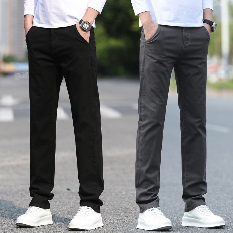 Men's Slim Fit Stretch Pants with Elastic Waistband and Straight Leg Chichicherry