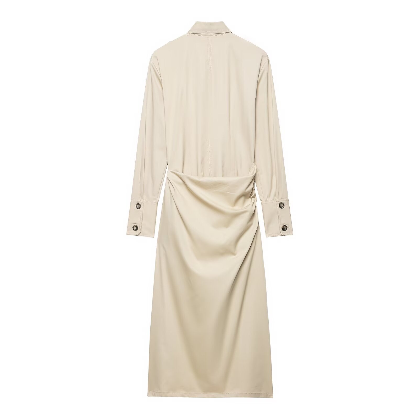 Ladies' shirt dress with knot tie belt, flap pockets and slim waist Chichicherry