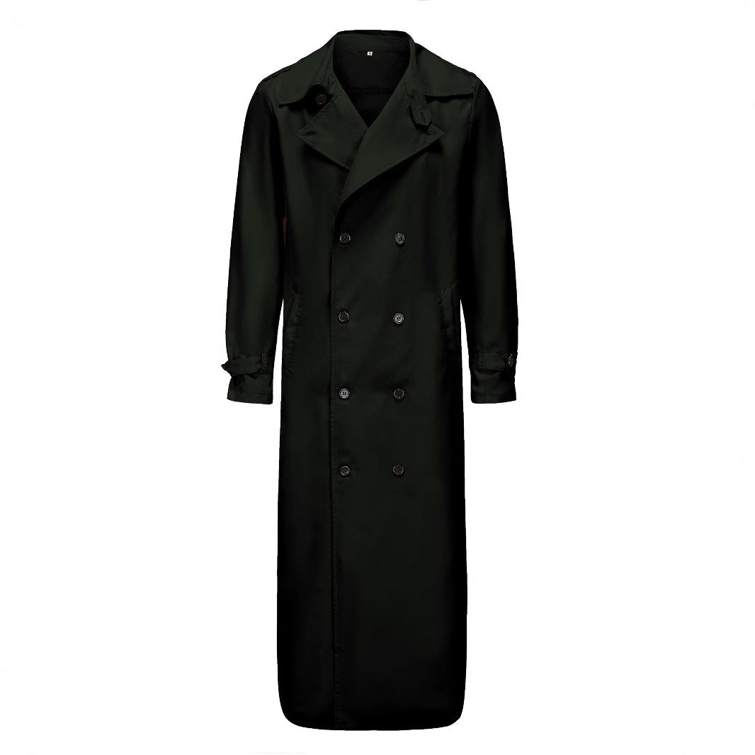 Herren Wasserabweisender Long-Trenchcoat mit doppelter Knopfleiste, Schulterklappen und verstellbarem Taillengürtel Chichicherry