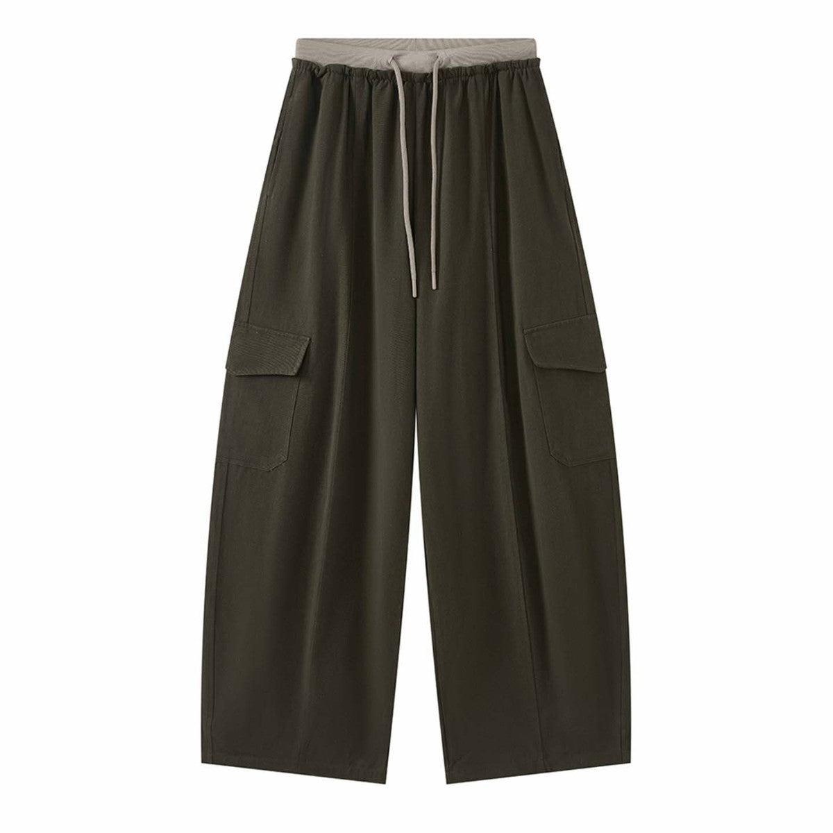 Women's loose Cargo pants with elastic waistband and large flap pockets Chichicherry